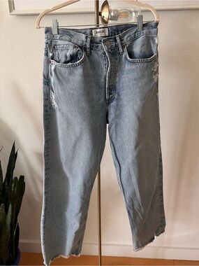 Agolde Designer Organic Cotton Light Blue 90s Crop Jeans